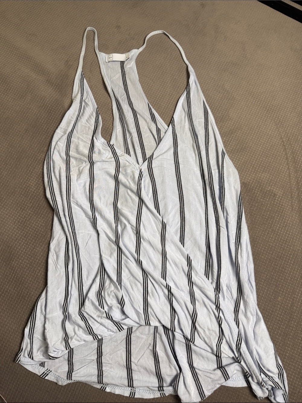 Women’s White Striped Wrap-Front Tank Top